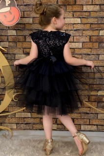 Children's Pearl Embroidered Katkat Black Evening Dress 100328673