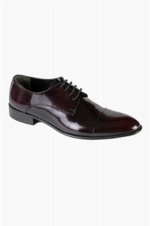 Men's Claret Red Neolit ​​Classic Lace-up Flat Analin Leather Shoes -404 100350512