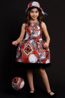 Girl Clothing - Fille Versailles Robe Rouge avec Sac et Chapeau Fluffy Tulle 100328479 - Turkey