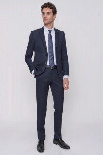 Men's A-Navy Blue Basic Straight Slim Fit Slim Fit 6 Drop Suit 100350803