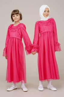 Daily Dress - Young Girl Sleeves Pleated All-Down Dress 100352552 - Turkey
