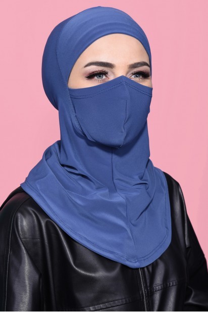Ready to wear Hijab-Shawl - Maskierter Sport Hijab Indigo - Turkey