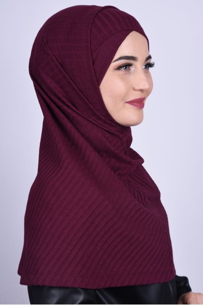 Cross Bonnet Knitwear Hijab Claret Red 100285224