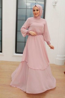 Wedding & Evening - Robe de soirée hijab rose poudré 100339794 - Turkey