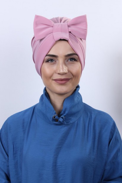 Woman Bonnet & Turban - Bonnet Double Face Rose Avec Noeud - Turkey