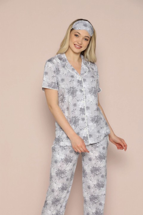 Pajamas - طقم بيجاما صيفي نسائي بأكمام قصيرة مزين بأزرار أمامية 100342505 - Turkey