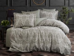 Bedding - Parure de lit double en satin de coton et jacquard Carolina Kaki 100331377 - Turkey