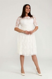 Plus Size - Plus Size Evening Dress Short Lace Dress 100276676 - Turkey