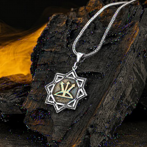 Oguz Khan Seal Embroidered Silver Necklace 100349494