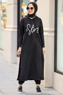 Outwear - Schwarzes Hijab-Anzugkleid 100339052 - Turkey