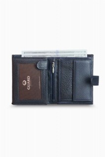 Multi-Compartment Flip Vertical Navy Blue Leather Men's Wallet 100346269