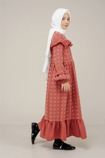 Young Girl Collar and Sleeves Pleated All-Length Dress 100352540