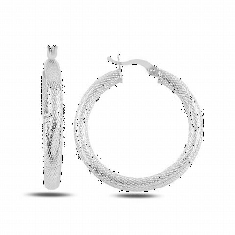 jewelry - 23 Millim Laser Engraved Ring Silver Earrings Silver 100346605 - Turkey