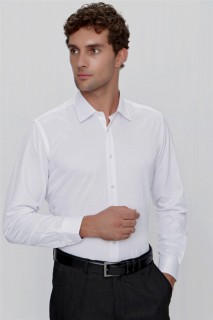 Men's White Juliet Jacquard Regular Fit Comfy Cut Shirt 100351033