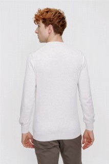 Men's Beige Dynamic Fit Basic Crew Neck Knitwear Sweater 100345101