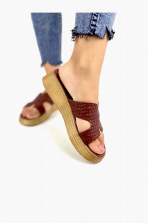 Slipper - Dakota Brown Leather Slippers 100344369 - Turkey