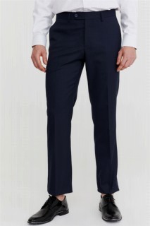 Men Clothing - Men's Navy Blue Alberto Dynamic Fit Casual Fit Side Pocket Straight Fabric Trousers 100350604 - Turkey