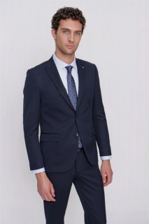 Men's A-Navy Blue Basic Straight Slim Fit Slim Fit 6 Drop Suit 100350803