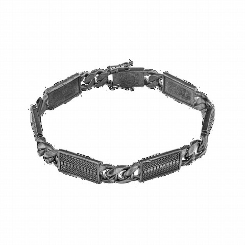 Silver Chain Bracelet With Motif Embroidered On Plate 100349892