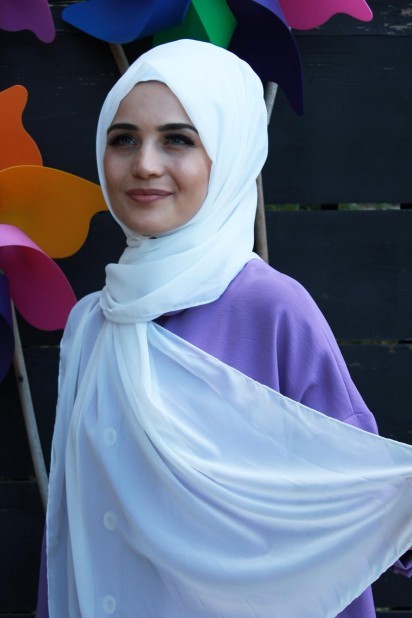Woman Hijab & Scarf - Plain Chiffon Shawl Ecru 100285448 - Turkey