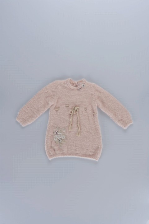Daily Dress - Baby Girl Floral Patterned Knitwear Dress 100326200 - Turkey