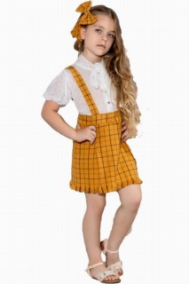 Girl Clothing - قميص شيفون بناتي بنقشة مربعات لون الخردل 100326812 - Turkey