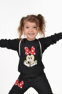 Girl's Minnie Mouse Embroidered Black Tracksuit With Bag 100344718
