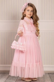 Baby Girl Noble Beaute Pink Evening Dress With Hat 100328196