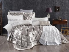Dowry Bed Sets -  طقم مفرش سرير 4 قطع أزرق كحلي مدخن 100332039 - Turkey