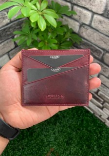 Wallet - Guard Antique Claret Red Genuine Leather Card Holder 100346101 - Turkey