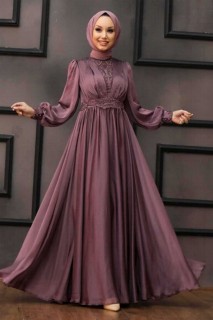 Wedding & Evening - Robe de soirée hijab rose poussiéreux foncé 100336969 - Turkey