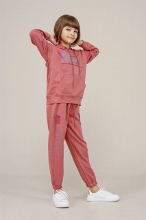 Young Girl's Text Printed Tracksuit Set 100352563