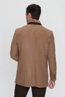Men's Camel Dinamic Fit Relaxed Cut Herringbone Coat 100350658
