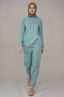 Pajamas - Women's Kangaroo Pocket Tracksuit Set 100325526 - Turkey