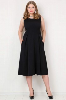 Short evening dress - Plus Size Dress With Pockets 100276089 - Turkey