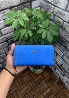 Blue Nubuck Leather Women's Wallet 100345708