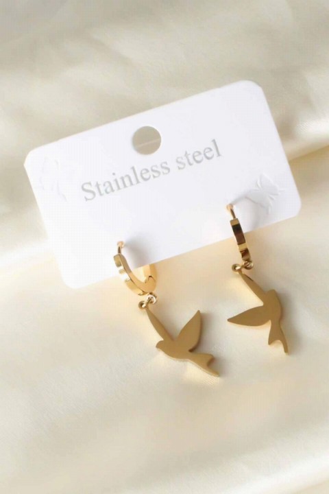 Bird Figured Gold Color Steel Women's Earrings 100327483