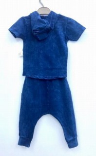Unisex Worn Hooded Baby Blue Bottom Top Set 100326627