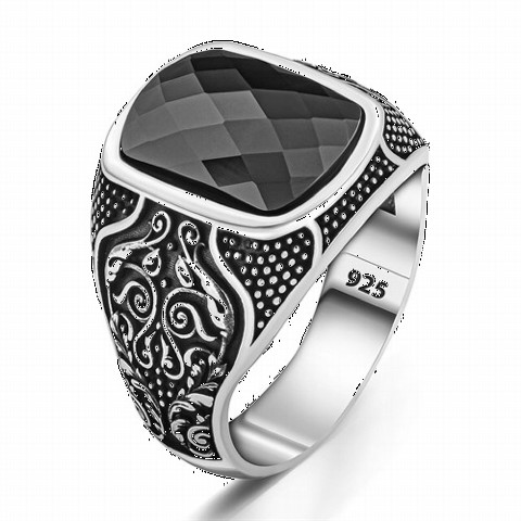 Seljuk Patterned Zircon Stone Silver Ring 100350287