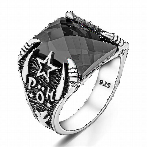 Police Special Operations Black Stone Silver Ring 100349148