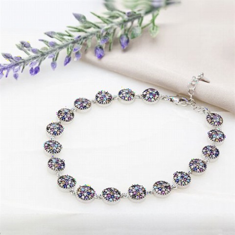 Colorful Stone Women's Silver Bracelet 100347408