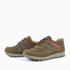 Sand Colored Genuine Leather Boy's Lace up Sports School Shoe 100278828