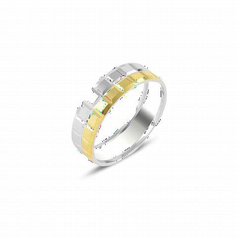 Wedding Ring - Square Patterned Silver Wedding Ring 100347037 - Turkey